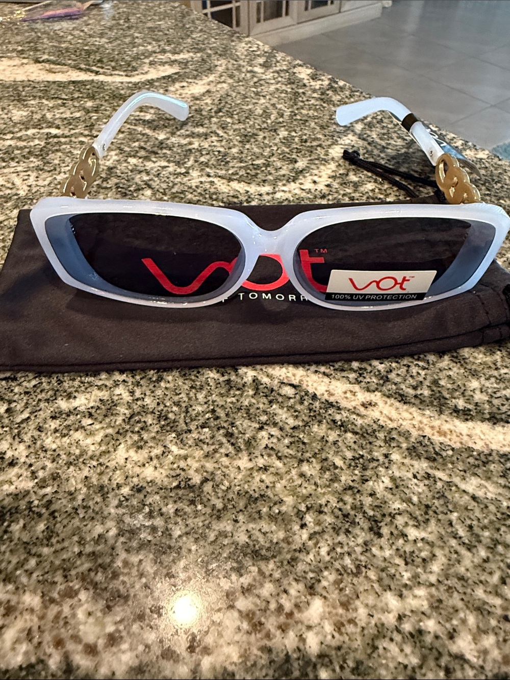 BNWT Pale translucent blue w Gold accent Sunglasses - Vision of Tomorrow